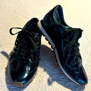 Tory Sport Ruffle Trainer Metallic Green Shoes